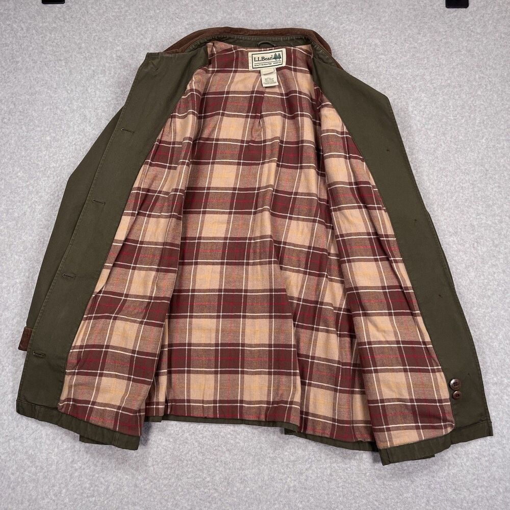 LL Bean Adirondack Barn Coat Womens 3X Chore Jacket Green Flannel Plaid Lined - Picture 4 of 13